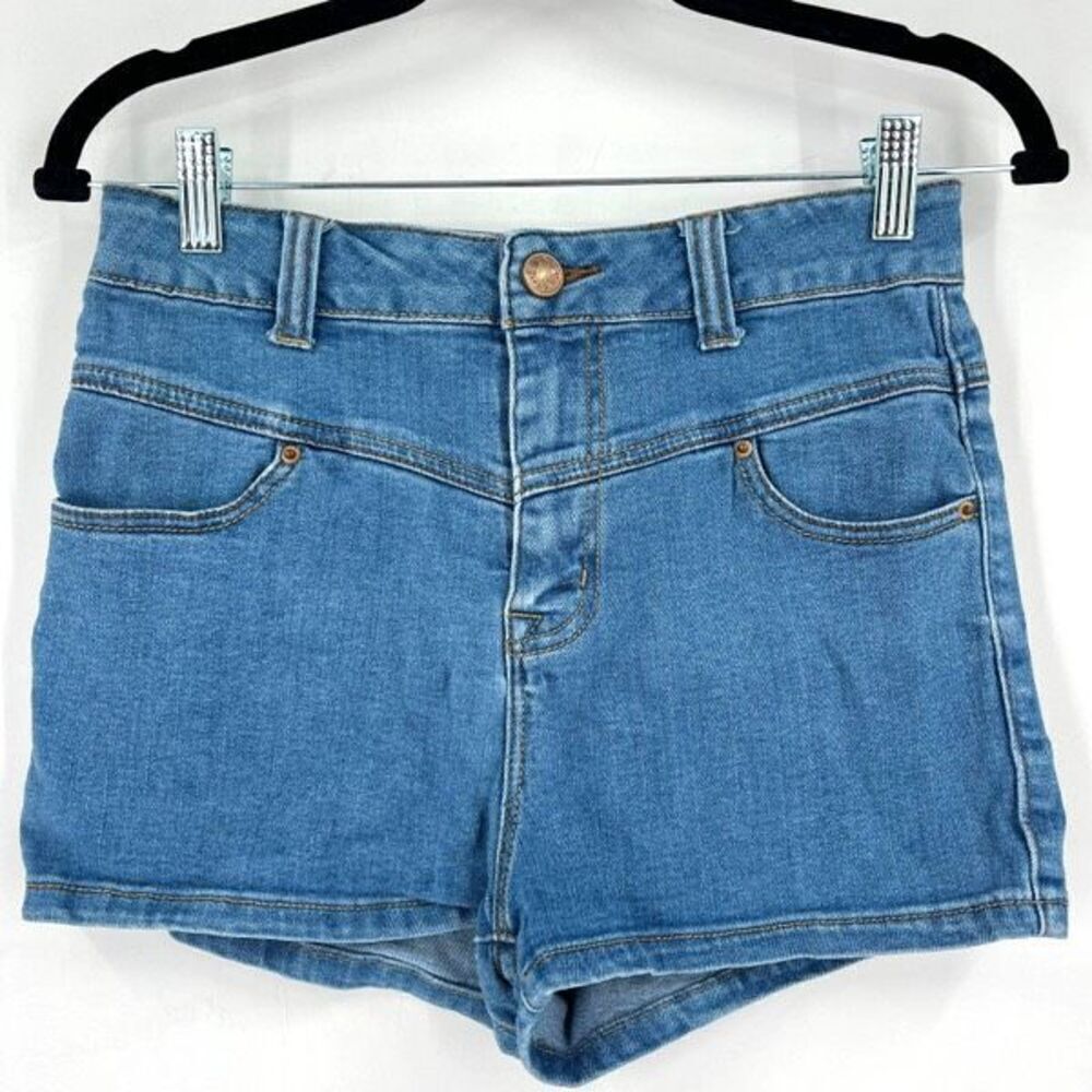 BDG Urban Outfitters Super High Rise Seam Short Women's 28W Blue Medium Wash